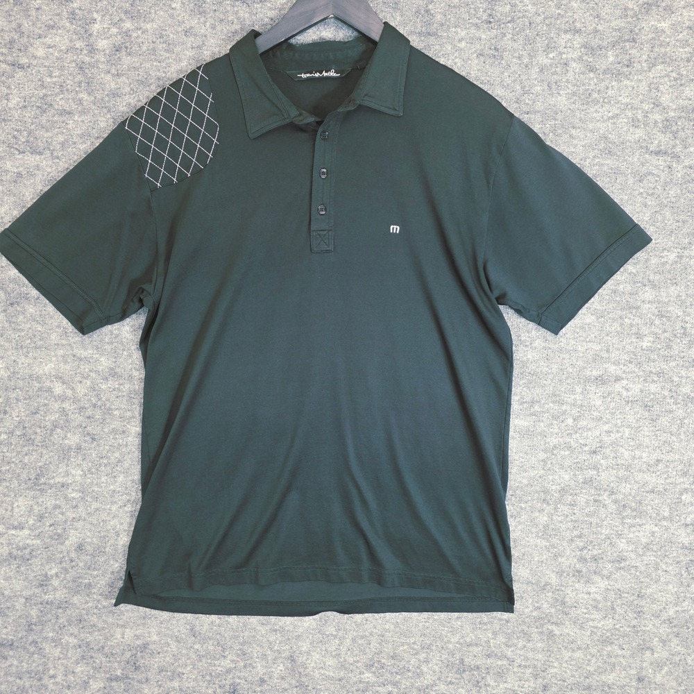 Travis Mathew Polo Shirt‎ Mens XL Black Golf Short Sleeve Athletic Embroidered